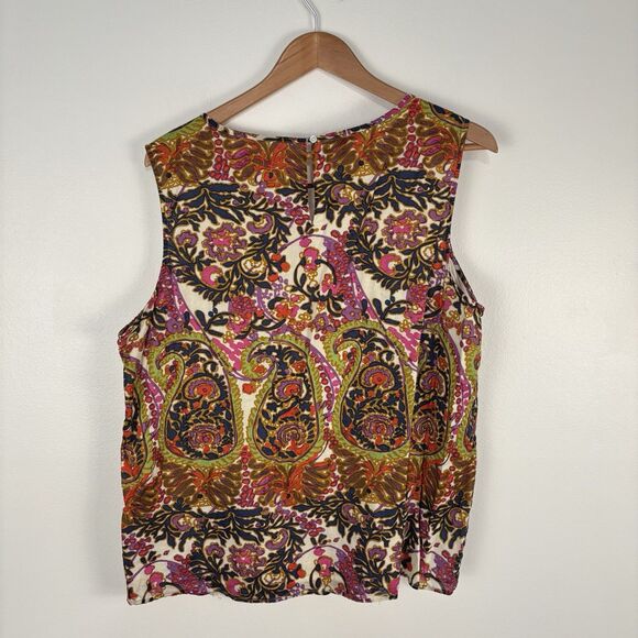 Talbots Womens Top Shirt Paisley Floral Sleeveless Blouse 18W Cotton Colorful - Picture 3 of 6